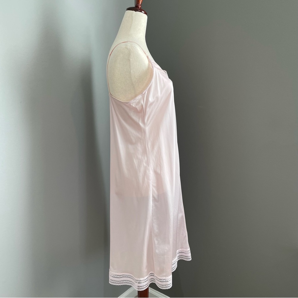 Vintage Slip Dress Size 36 M Lilac Pink Lace Details Adjustable Straps Silky - Picture 3 of 13